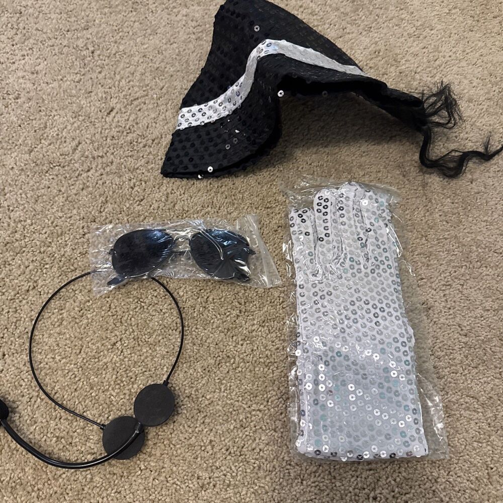 80s Disco Stage Party Performance Set Michael Jackson Cosplay Bow Tie Gloves Cap